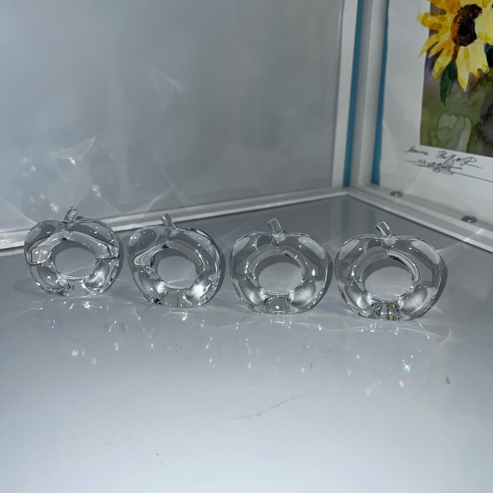 Elegant Clear Glass Apple Figurines